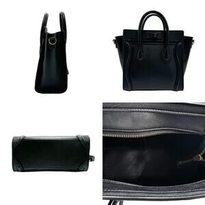 Celine Bag Leather Shoulder Shopper Luggage Black